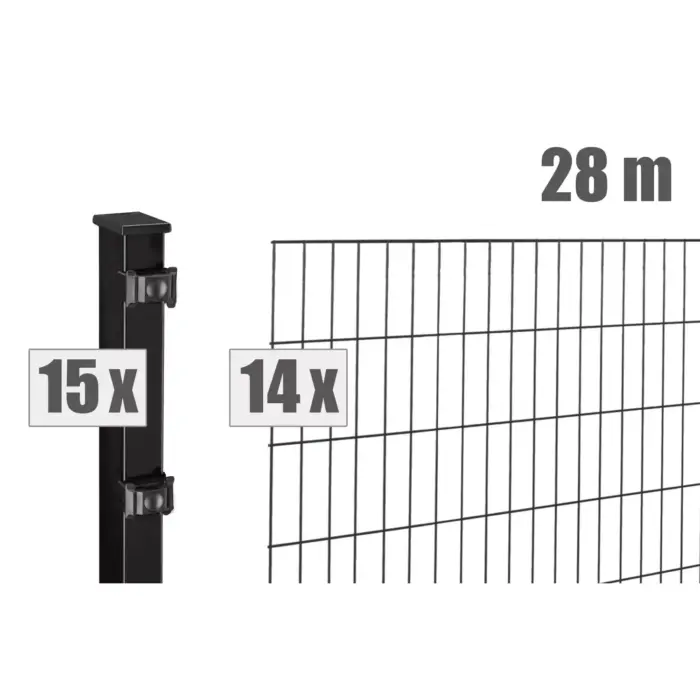 Stabgitterzaun BLACKY inkl. Pfosten - Variant DVBLBL028010B9005